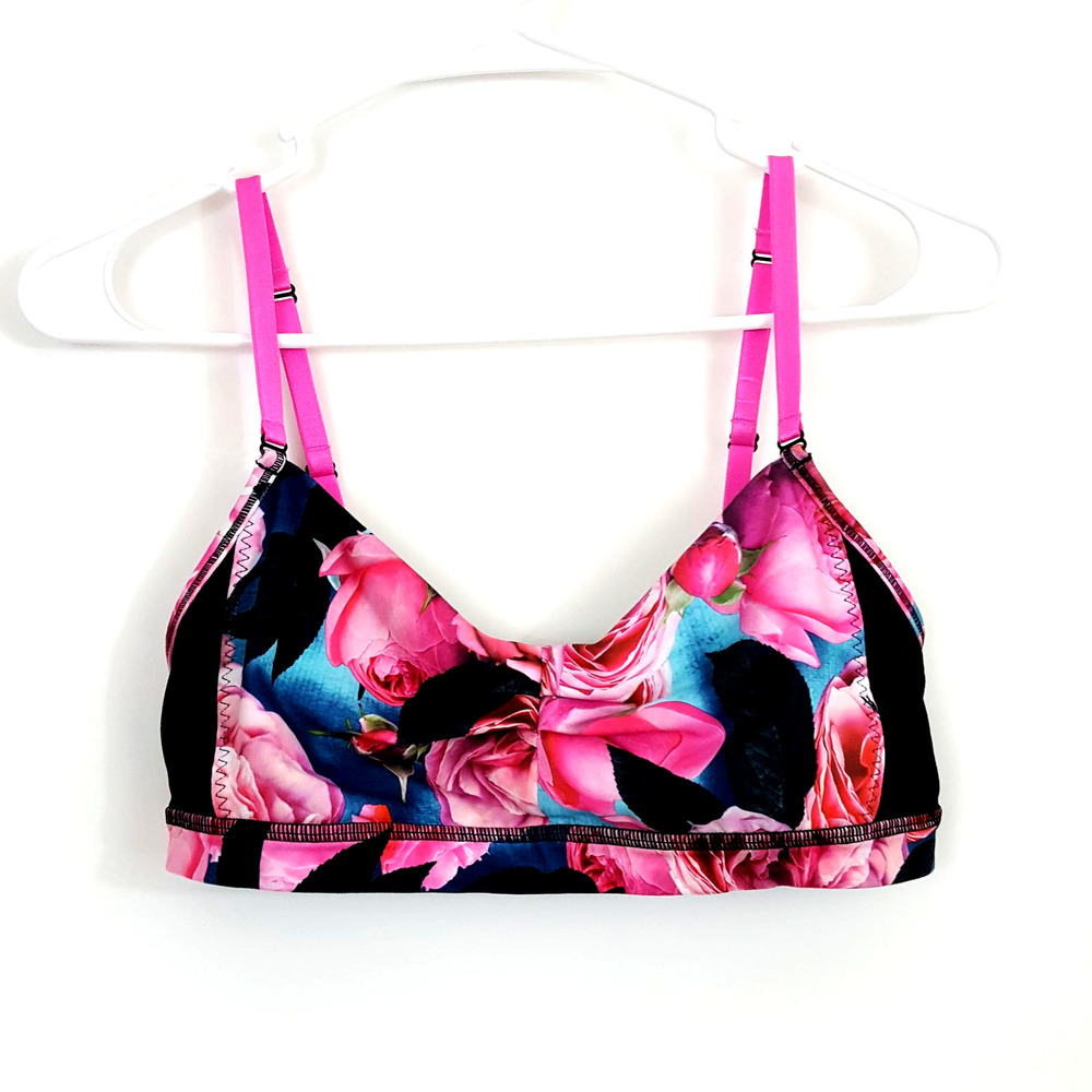 Lululemon Rare Print Floral Black & Pink Sports Bra Women's 6